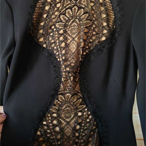 Emilio Pucci Stretchy Lace Inset Long Sleeve Sheath Mini Dress Size 44 Black - Picture 6 of 10
